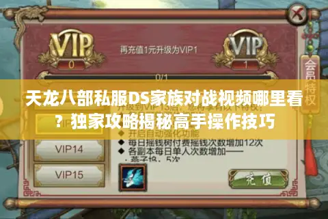 天龙八部私服DS家族对战视频哪里看?独家攻略揭秘高手操作技巧 天龙八部私服DS家族对战视频哪里看?独家攻略揭秘高手操作技巧