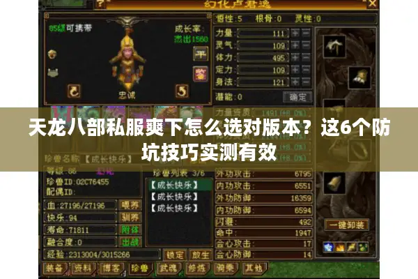 天龙八部私服爽下怎么选对版本？这6个防坑技巧实测有效
