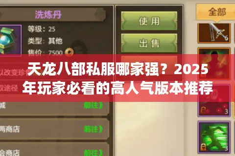 天龙八部私服哪家强？2025年玩家必看的高人气版本推荐