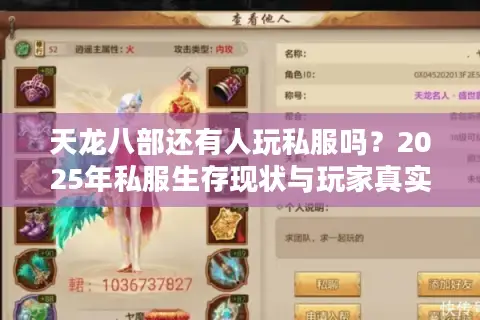 天龙八部还有人玩私服吗？2025年私服生存现状与玩家真实选择