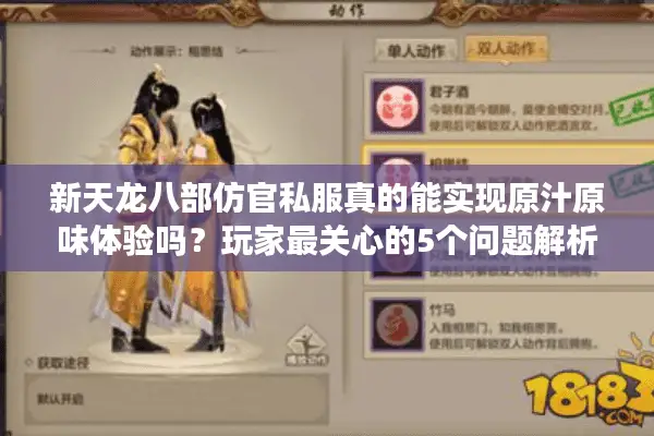 新天龙八部仿官私服真的能实现原汁原味体验吗？玩家最关心的5个问题解析