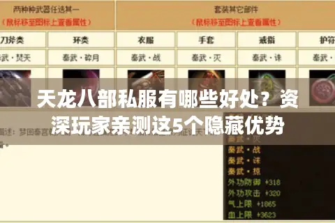 天龙八部私服有哪些好处？资深玩家亲测这5个隐藏优势