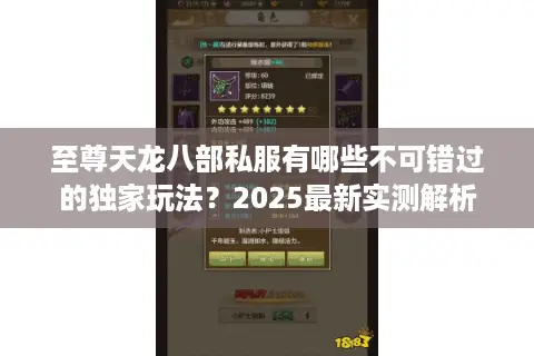 至尊天龙八部私服有哪些不可错过的独家玩法?2025最新实测解析 至尊天龙八部私服有哪些不可错过的独家玩法?2025最新实测解析