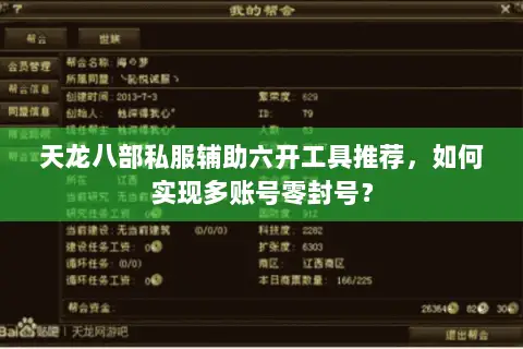 天龙八部私服辅助六开工具推荐,如何实现多账号零封号? 天龙八部私服辅助六开工具推荐,如何实现多账号零封号?