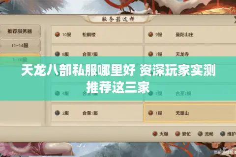 天龙八部私服哪里好 资深玩家实测推荐这三家