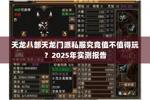 天龙八部天龙门派私服究竟值不值得玩？2025年实测报告