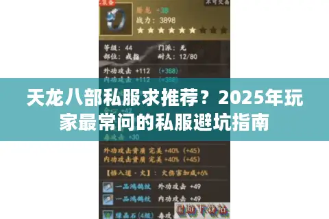 天龙八部私服求推荐？2025年玩家最常问的私服避坑指南