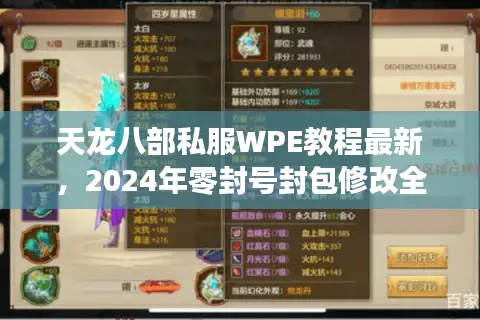 天龙八部私服WPE教程最新，2024年零封号封包修改全攻略