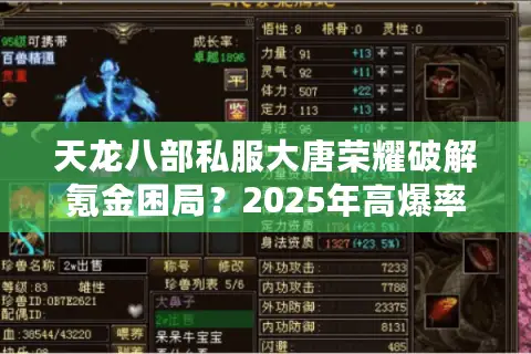 天龙八部私服大唐荣耀破解氪金困局？2025年高爆率实测真相