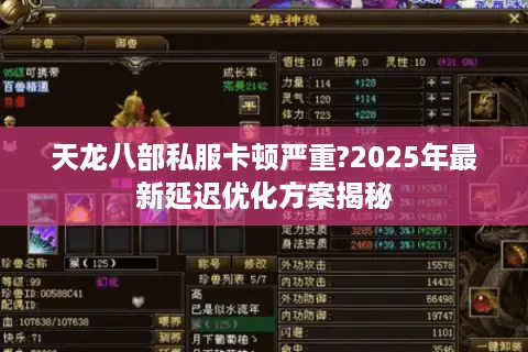 天龙八部私服卡顿严重?2025年最新延迟优化方案揭秘 天龙八部私服卡顿严重?2025年最新延迟优化方案揭秘