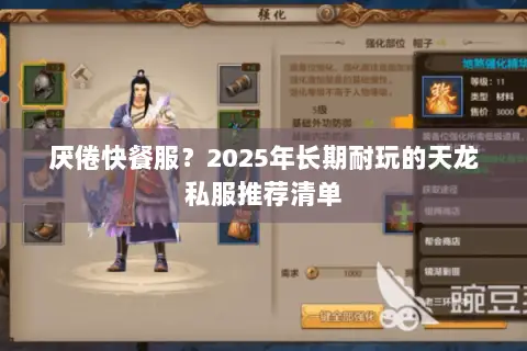厌倦快餐服？2025年长期耐玩的天龙私服推荐清单