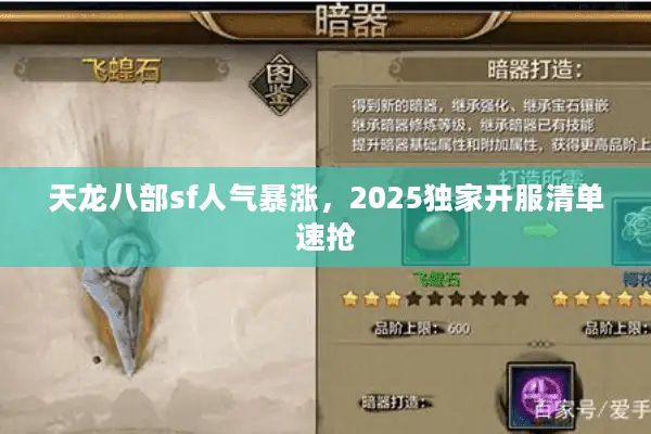 天龙八部sf人气暴涨，2025独家开服清单速抢