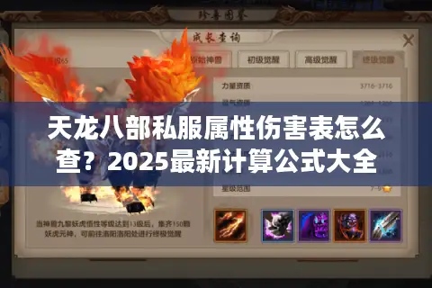 天龙八部私服属性伤害表怎么查？2025最新计算公式大全