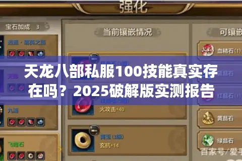 天龙八部私服100技能真实存在吗？2025破解版实测报告