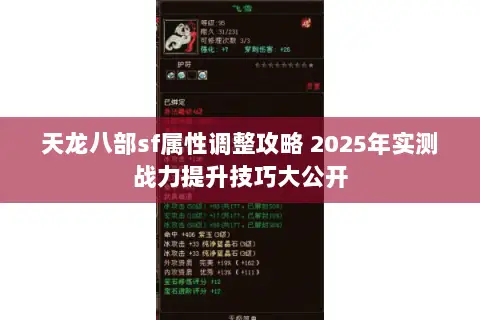 天龙八部sf属性调整攻略 2025年实测战力提升技巧大公开 天龙八部sf属性调整攻略 2025年实测战力提升技巧大公开
