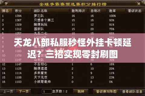 天龙八部私服秒怪外挂卡顿延迟?三招实现零封刷图 天龙八部私服秒怪外挂卡顿延迟?三招实现零封刷图