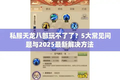 私服天龙八部玩不了了？5大常见问题与2025最新解决方法