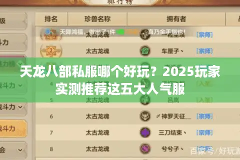 天龙八部私服哪个好玩？2025玩家实测推荐这五大人气服