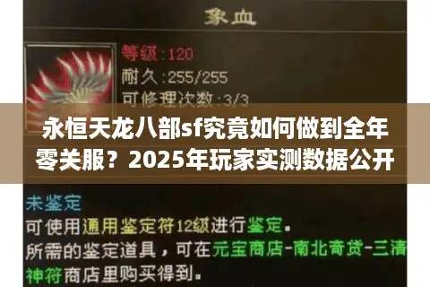 永恒天龙八部sf究竟如何做到全年零关服？2025年玩家实测数据公开