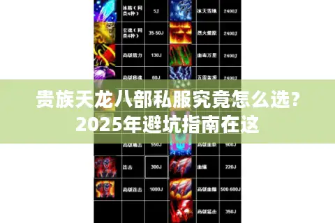 贵族天龙八部私服究竟怎么选？2025年避坑指南在这