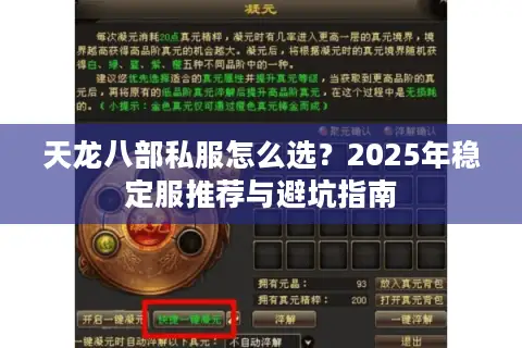 天龙八部私服怎么选？2025年稳定服推荐与避坑指南