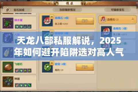 天龙八部私服解说，2025年如何避开陷阱选对高人气版本？