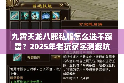 九霄天龙八部私服怎么选不踩雷?2025年老玩家实测避坑指南 九霄天龙八部私服怎么选不踩雷?2025年老玩家实测避坑指南