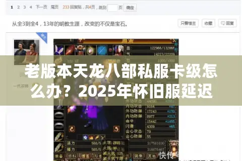 老版本天龙八部私服卡级怎么办?2025年怀旧服延迟优化终极方案 老版本天龙八部私服卡级怎么办?2025年怀旧服延迟优化终极方案