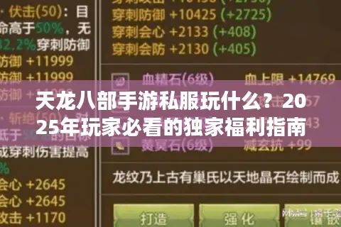 天龙八部手游私服玩什么？2025年玩家必看的独家福利指南
