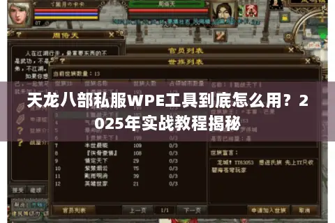 天龙八部私服WPE工具到底怎么用？2025年实战教程揭秘