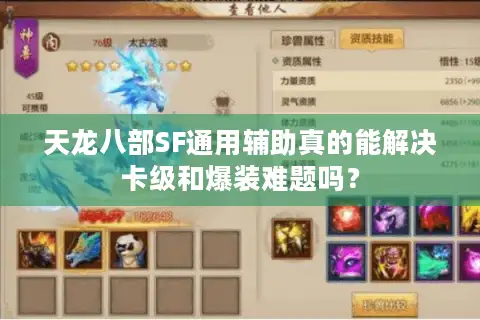 天龙八部SF通用辅助真的能解决卡级和爆装难题吗？