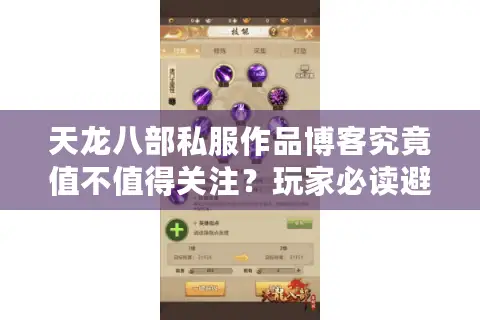 天龙八部私服作品博客究竟值不值得关注？玩家必读避坑指南