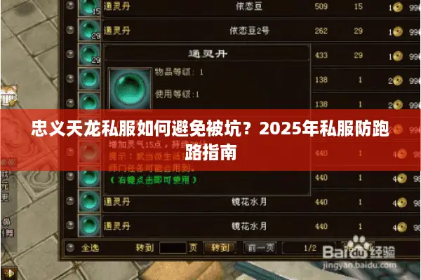 忠义天龙私服如何避免被坑？2025年私服防跑路指南