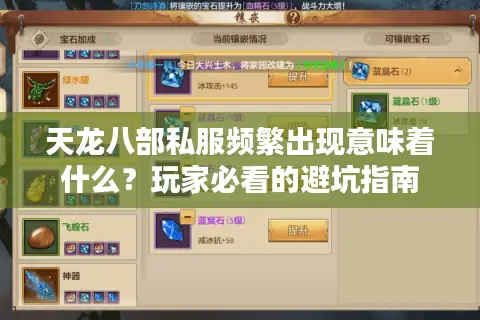 天龙八部私服频繁出现意味着什么？玩家必看的避坑指南