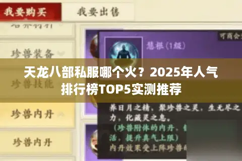 天龙八部私服哪个火？2025年人气排行榜TOP5实测推荐