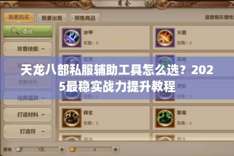 天龙八部私服辅助工具怎么选?2025最稳实战力提升教程 天龙八部私服辅助工具怎么选?2025最稳实战力提升教程