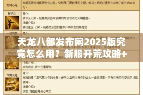 天龙八部发布网2025版究竟怎么用？新服开荒攻略+资源获取全解析