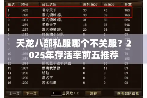 天龙八部私服哪个不关服?2025年存活率前五推荐 天龙八部私服哪个不关服?2025年存活率前五推荐