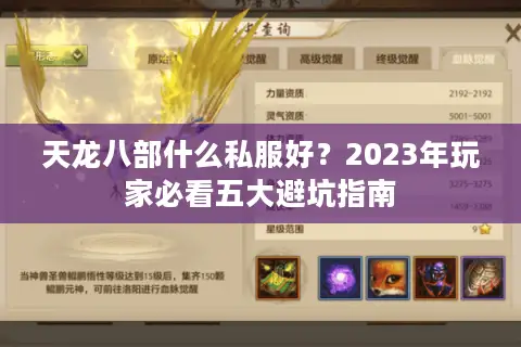 天龙八部什么私服好？2023年玩家必看五大避坑指南