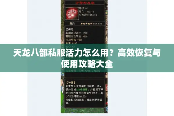 天龙八部私服活力怎么用？高效恢复与使用攻略大全