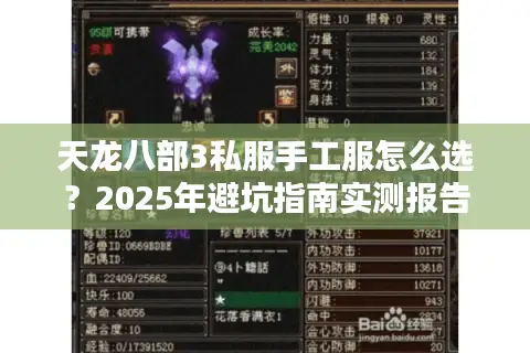 天龙八部3私服手工服怎么选？2025年避坑指南实测报告