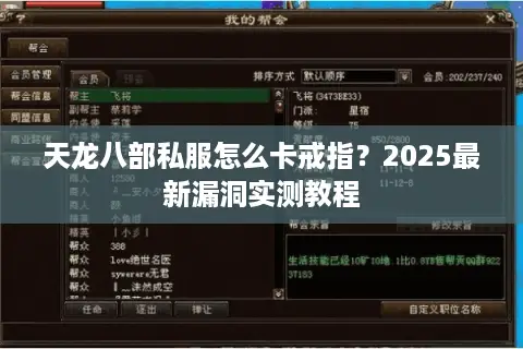 天龙八部私服怎么卡戒指？2025最新漏洞实测教程