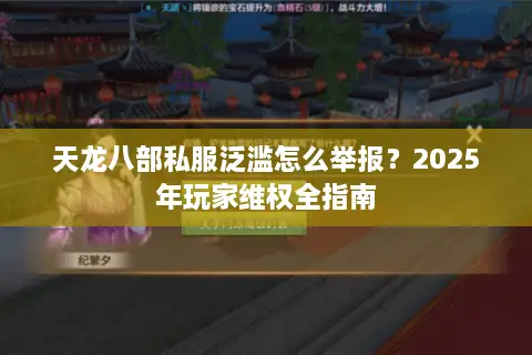 天龙八部私服泛滥怎么举报？2025年玩家维权全指南