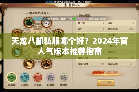 天龙八部私服哪个好？2024年高人气版本推荐指南