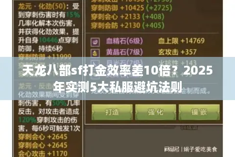 天龙八部sf打金效率差10倍？2025年实测5大私服避坑法则
