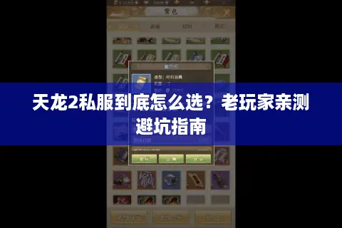 天龙2私服到底怎么选？老玩家亲测避坑指南