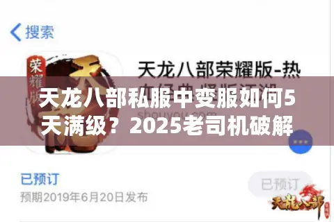 天龙八部私服中变服如何5天满级？2025老司机破解装备差距困局