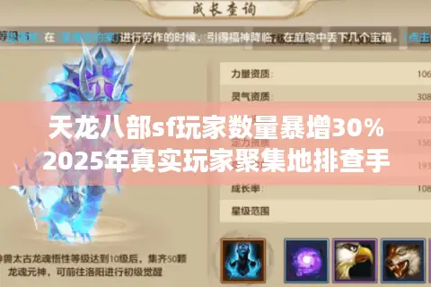 天龙八部sf玩家数量暴增30%2025年真实玩家聚集地排查手册