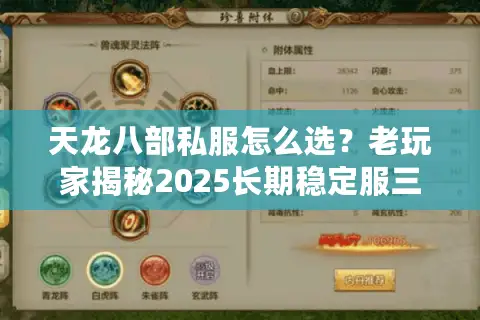 天龙八部私服怎么选?老玩家揭秘2025长期稳定服三大秘诀 天龙八部私服怎么选?老玩家揭秘2025长期稳定服三大秘诀