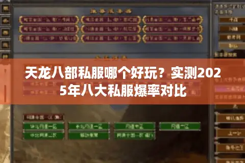 天龙八部私服哪个好玩？实测2025年八大私服爆率对比